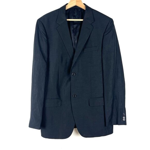 H&M Black Blazer Mens 42L Slim Fit Mulberry Silk Linen Wedding Old Money Preppy - Picture 1 of 12
